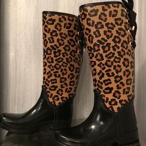 coach leopard rain boots